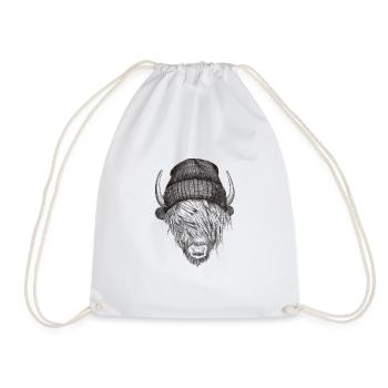 Highland Cattle avec casquette - Sac de sport léger - blanc - Devant