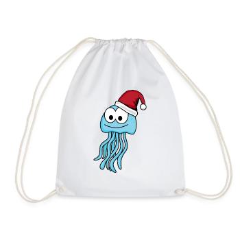 Jellyfish Comic Christmas - Drawstring Bag - white - Front
