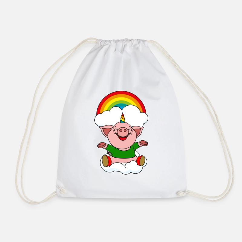 petite corne de cochon colorée - Sac de sport léger - blanc