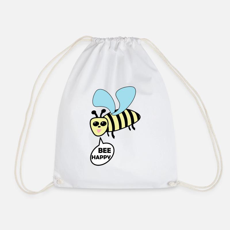 Bee Happy Biene - Fun - Turnbeutel - Weiß
