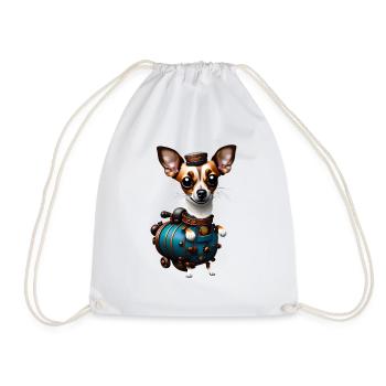 Steampunk Chihuahua - Turnbeutel - Weiß - Vorne