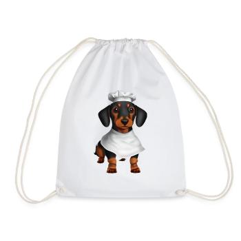 Teckel Chien Restaurateur Cuisine Chiens Teckel Chiot - Sac de sport léger - blanc - Devant