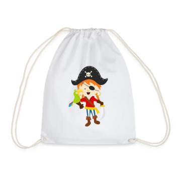 Pirat und Papagei - Turnbeutel - Weiß - Vorne