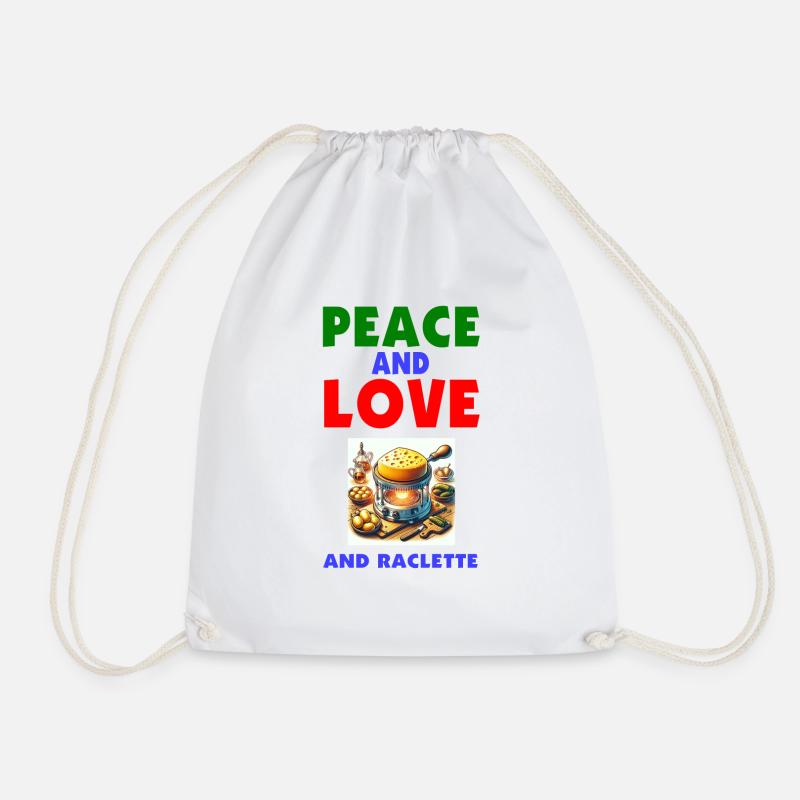 Peace and love and raclette - Drawstring Bag - white
