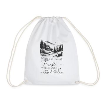 Forest Mountains Motif with Beautiful Saying - Drawstring Bag - white - Front