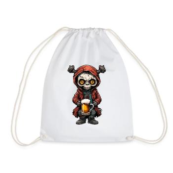 Horror Doll / Halloween / Creepy / Dark - Drawstring Bag - white - Front