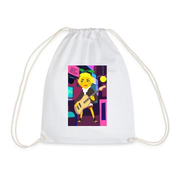 Cyber Lemon Rocker with Guitar - Drawstring Bag - white - Front