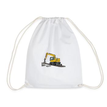 Road-rail excavator Excavator track construction - Drawstring Bag - white - Front