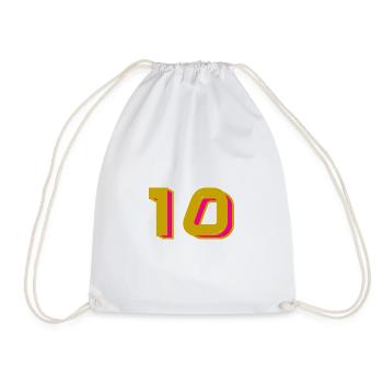 10. 10 YEARS. 10th ANNIVERSARY. 10 YEAR ANNIVERSARY. - Drawstring Bag - white - Front