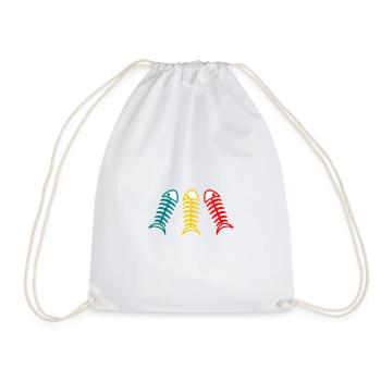 SARDINE. FISH. APRIL FOOLS. EASTER. SEA - Drawstring Bag - white - Front