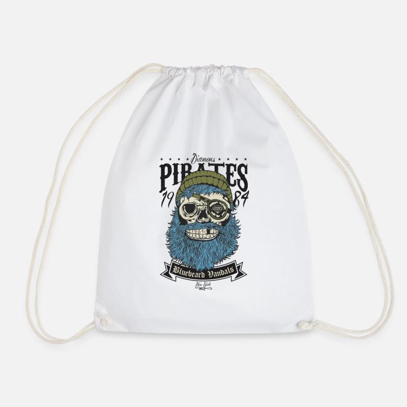 pirate skull - Drawstring Bag - white