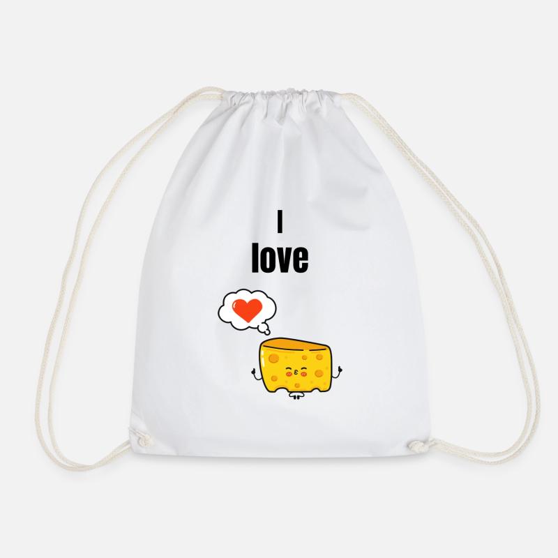 I Love Cheese - Gift - Drawstring Bag - white