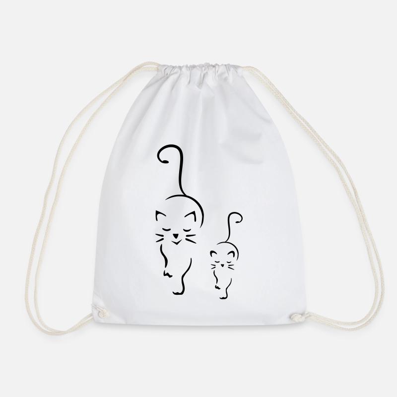 Katzen- & Kätzchen Motiv - Turnbeutel - Weiß