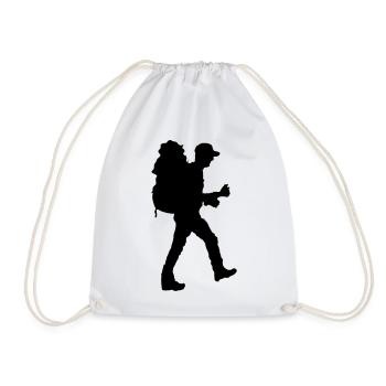Backpacker Silhouette - Turnbeutel - Weiß - Vorne