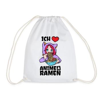 Herz Ramen Statement Comic Ich Liebe Anime Manga - Turnbeutel - Weiß - Vorne