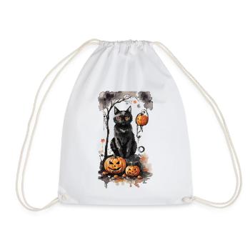 Halloween Hexenkatze und Kürbisse Liebhaber Design - Turnbeutel - Weiß - Vorne