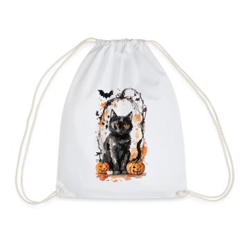 Chat magique d’Halloween dans le style Gobelin - Sac de sport léger - blanc - Devant