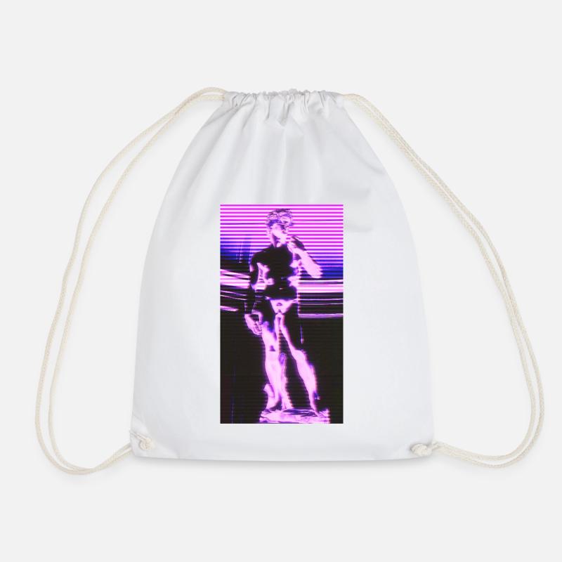 Glitch Futuristic Statue - Drawstring Bag - white