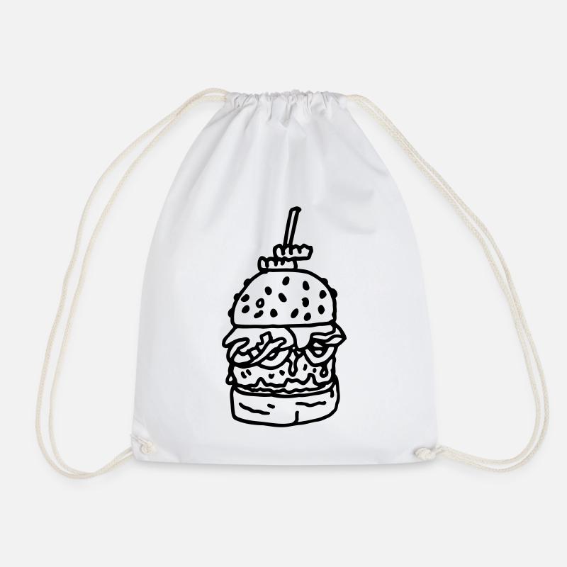 Hamburger_met_sla_tomaat_en_kaas - Drawstring Bag - white