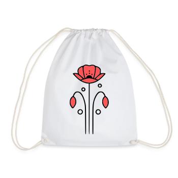 Poppy Poppies Minimalist Line Art 7 - Drawstring Bag - white - Front
