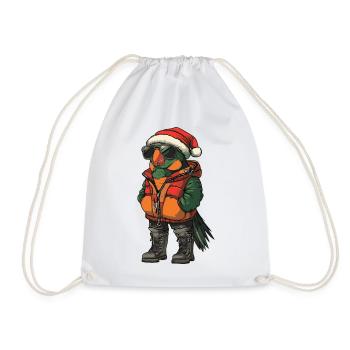 Parrot Christmas Winter - Drawstring Bag - white - Front