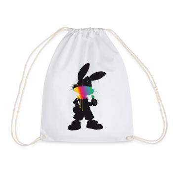 Cooler Hase Silhouette Neon Farbe Street Style  - Turnbeutel - Weiß - Vorne