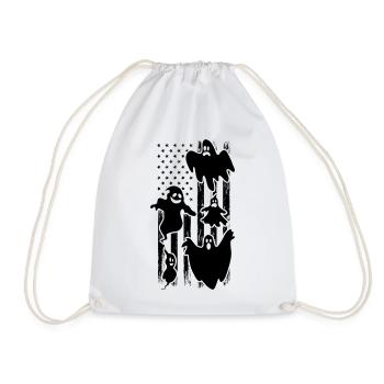 Halloween Ghost Halloween US Flag Ghost - Drawstring Bag - white - Front
