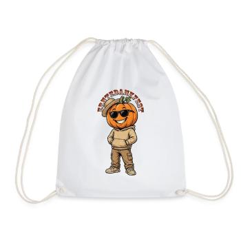 Thanksgiving Cool, Casual Pumpkin in Street Style - Drawstring Bag - white - Front