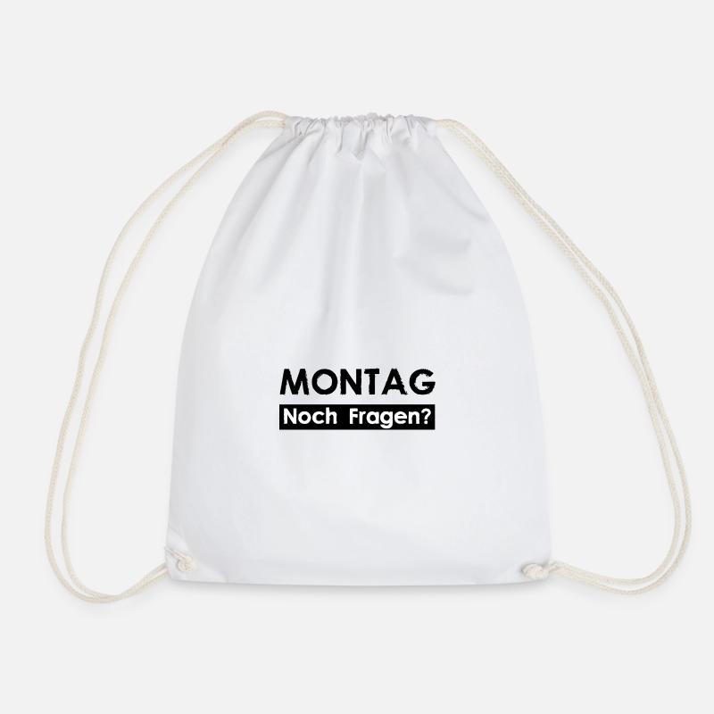 MONDAY - Any questions? - Drawstring Bag - white
