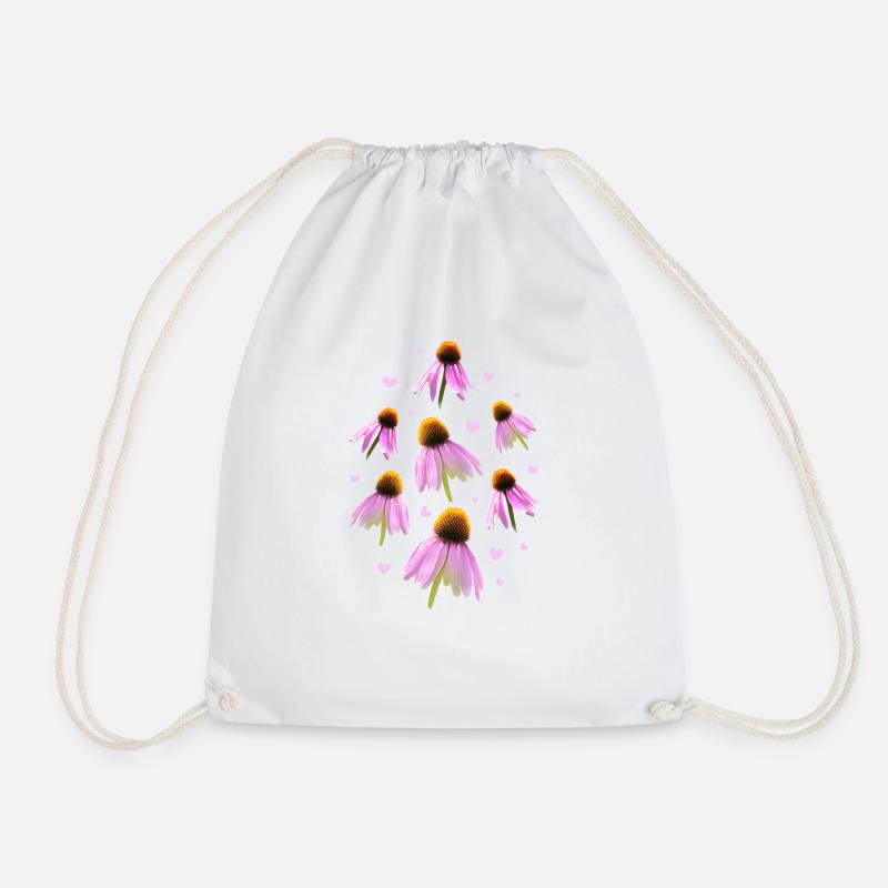 Sonnenhut Coneflower - Drawstring Bag - white