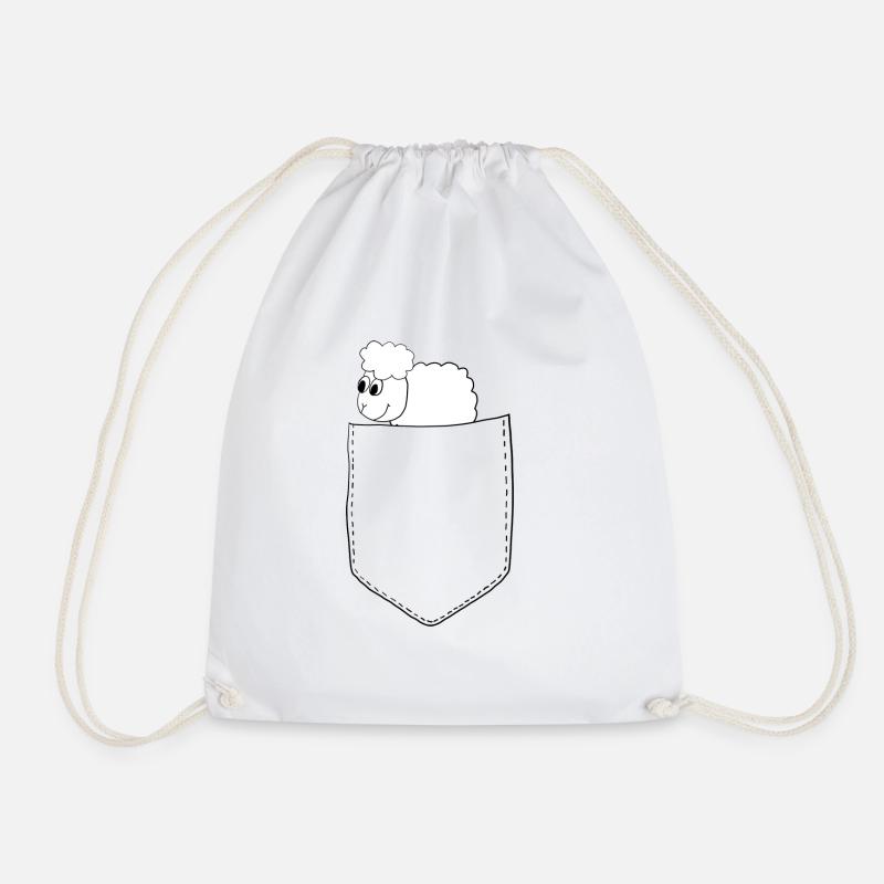 Schaf, in der Brusttasche - Turnbeutel - Weiß