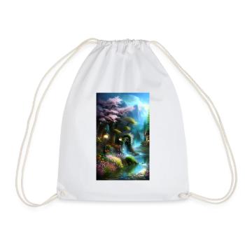 Ethereal fantasy cottage in nature - Drawstring Bag - white - Front