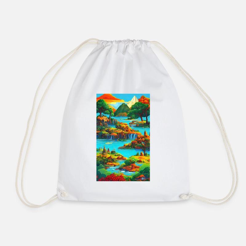 Exotische & bunte KI-Landschaft - Turnbeutel - Weiß