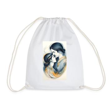 Couple in lines of black & gold - Drawstring Bag - white - Front