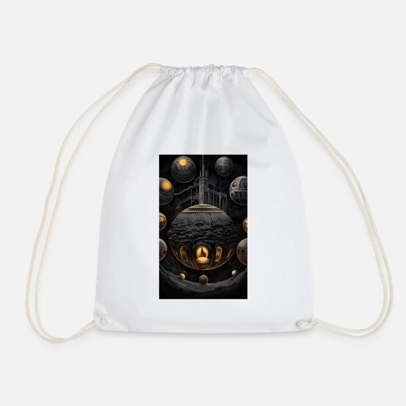 Dark spherical world fantasy - Drawstring Bag - white