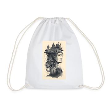 Mother daughter abstract architecture portrait - Drawstring Bag - white - Front