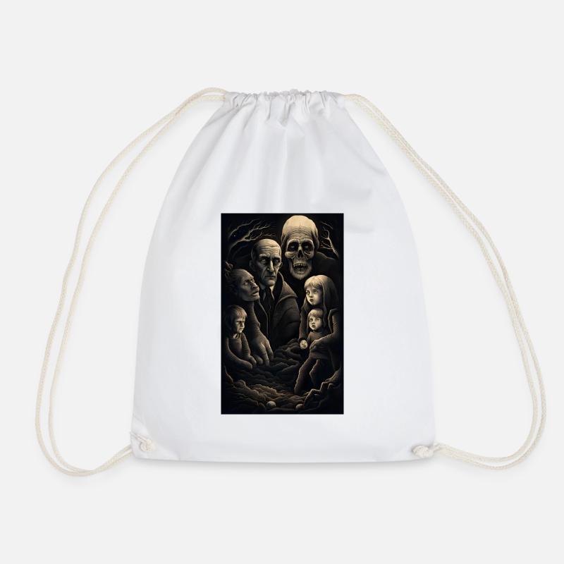 Horror family through time & age - Drawstring Bag - white