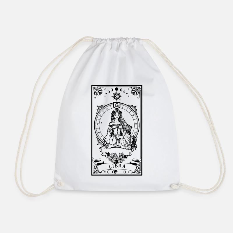 Libra Zodiac Tarot card - Drawstring Bag - white