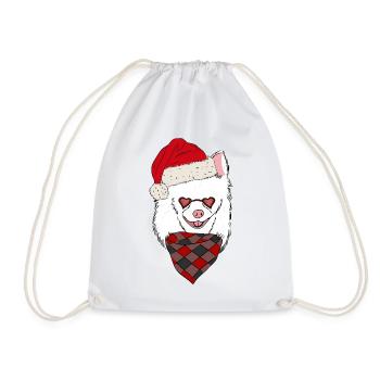 Chihuahua White Christmas Christmas Hat - Drawstring Bag - white - Front
