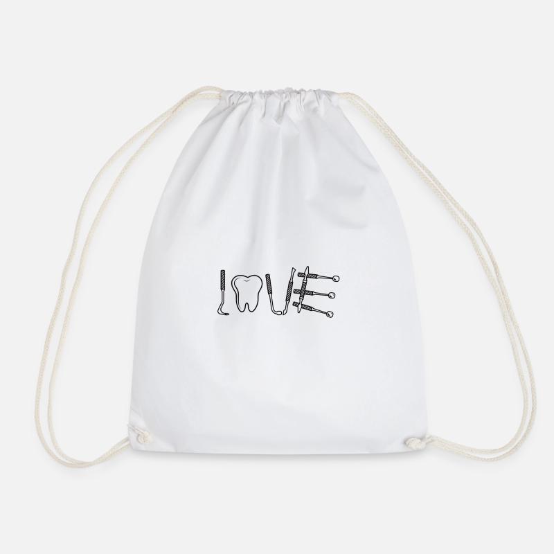 Dentist tool love dental assistant gift - Drawstring Bag - white