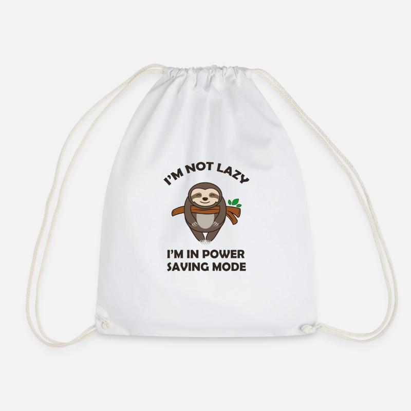 FUNNY SLOTH gift - Drawstring Bag - white