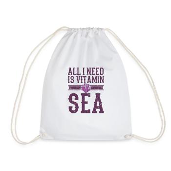 Vitamin Sea Diver Diving Saying Funny Travel - Drawstring Bag - white - Front