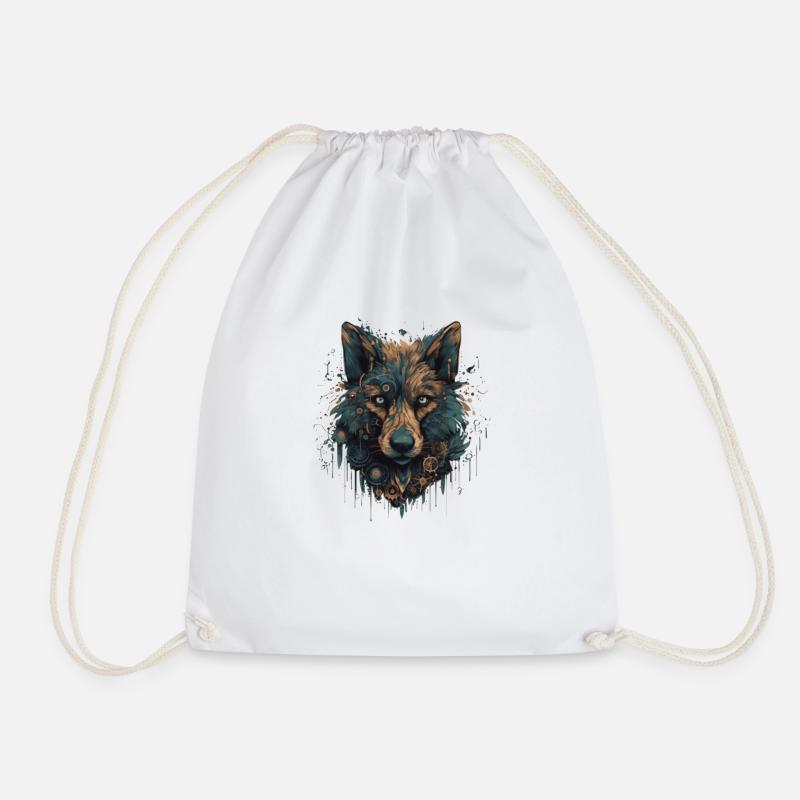 Wolf Cool Geschenkidee - Turnbeutel - Weiß