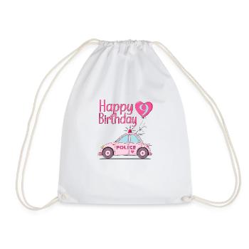 Joyeux anniversaire 9 Police Rose - Sac de sport léger - blanc - Devant
