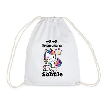 Schulkind Einhorn (bunt/schwarz) - Turnbeutel - Weiß - Vorne