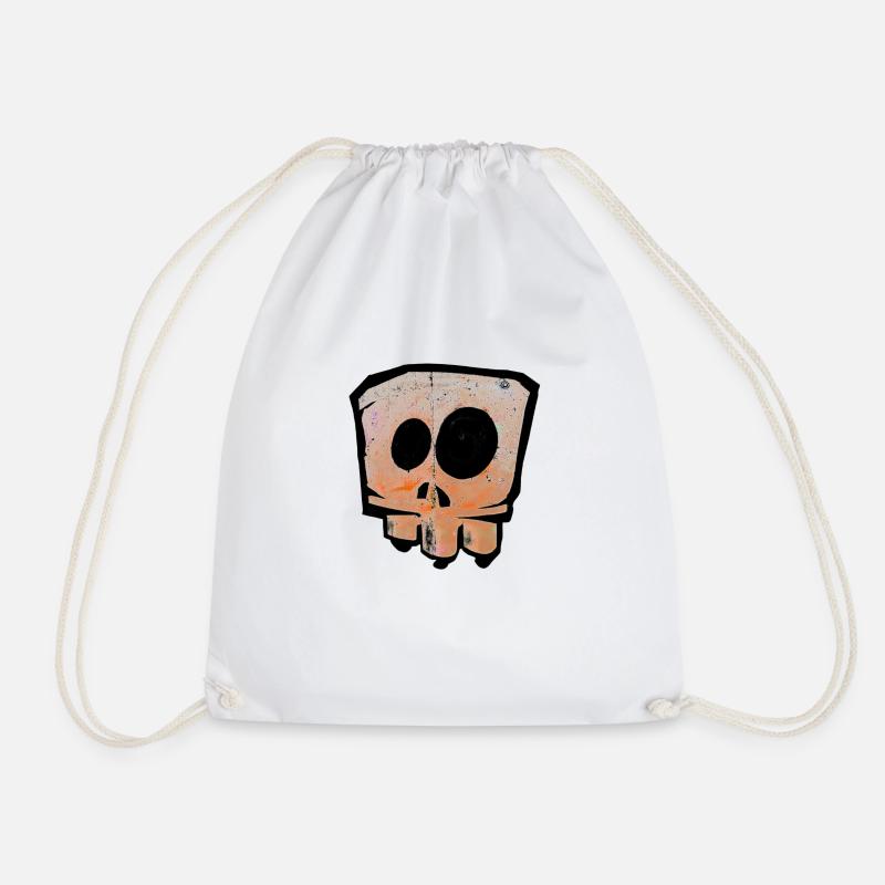 Skull - Drawstring Bag - white