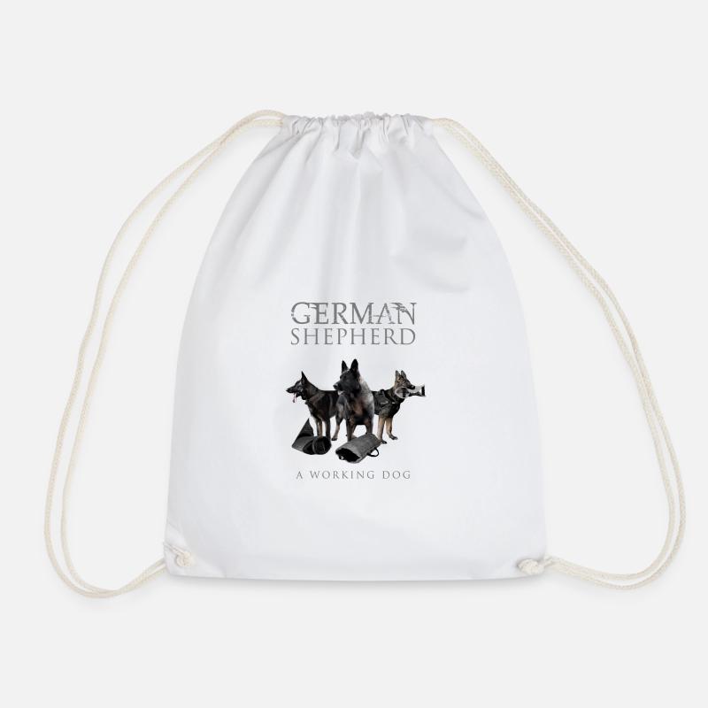 German Shepherd Dog - Drawstring Bag - white