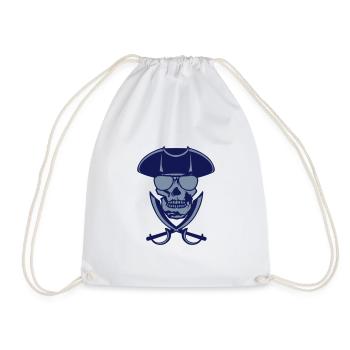 Head skull pirate saber 2 - Drawstring Bag - white - Front