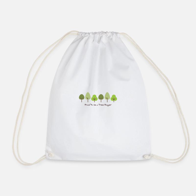 proud to be a tree hugger - Drawstring Bag - white
