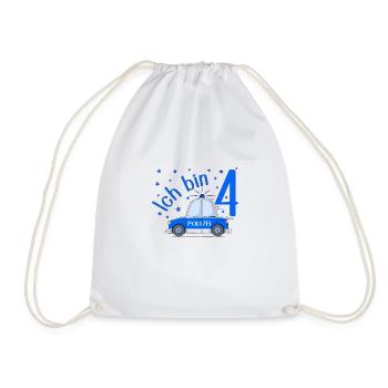 Voiture de Police J’ai 4 Anniversaire Bleu - Sac de sport léger - blanc - Devant